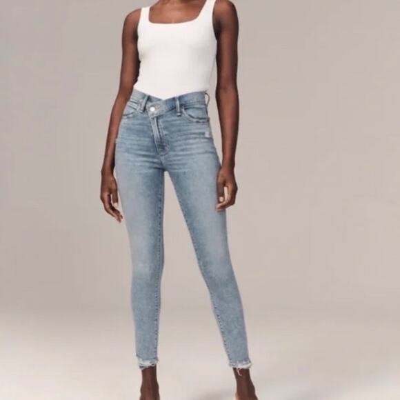 Abercrombie & Fitch Denim - Abercrombie & Fitch Size 32 14 R Super Skinny Ankle High Rise Criss Cross Jeans
